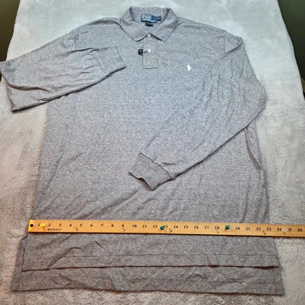Polo Ralph Lauren Long Sleeve Polo Mens XL Classic Cotton Pony Logo Heather Gray